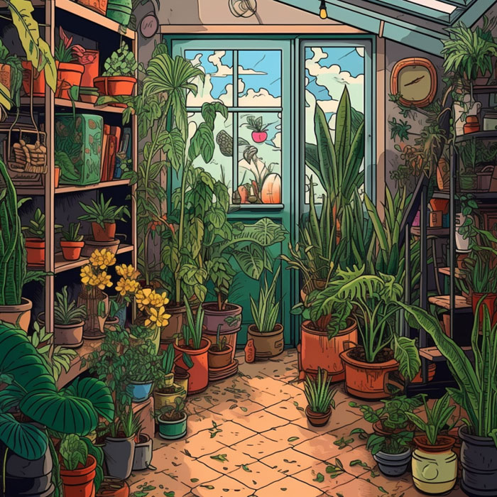 aijessy_A_cartoon_illustration_of_a_room_full_of_plants