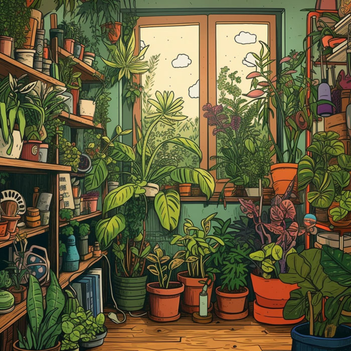 aijessy_A_cartoon_illustration_of_a_room_full_of_plants