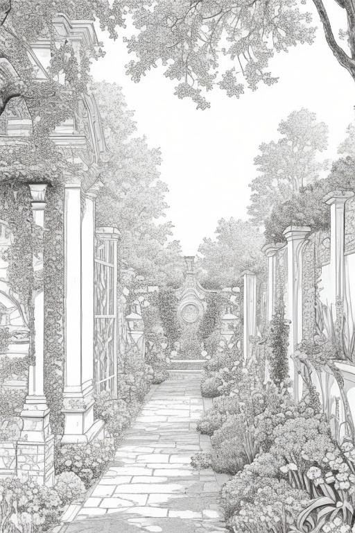 A secre garden with a hidden path