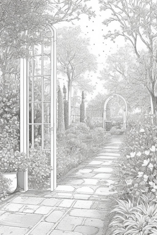 A secre garden with a hidden path