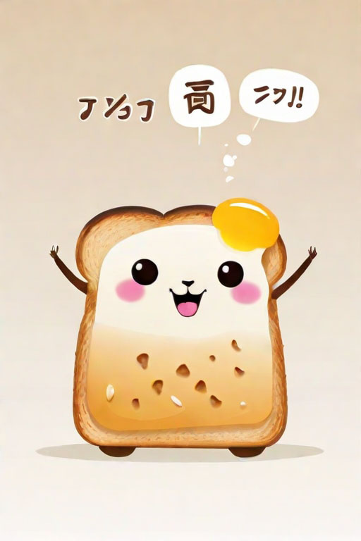 Cards and Stickers Write funny slogan for [cute toast illustration, style ofjapanese illustration, whitebackground]