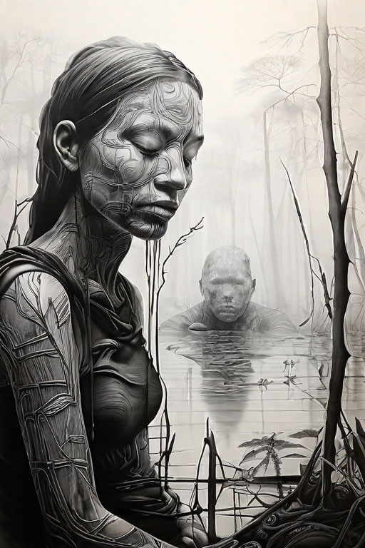 Horror Coloring [Chilling] in [Foggy Swamp]