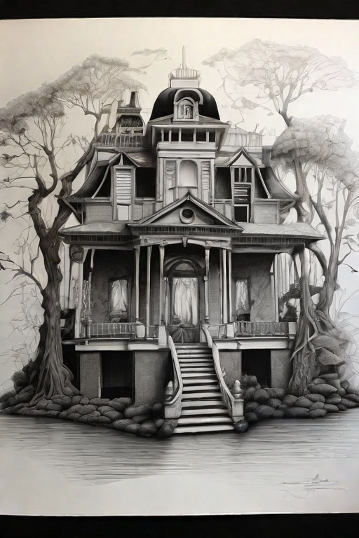 Horror Coloring [Chilling] in [Haunted Mansion]