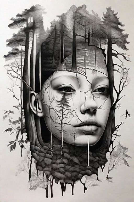 [Chilling] in [a creepy forest]