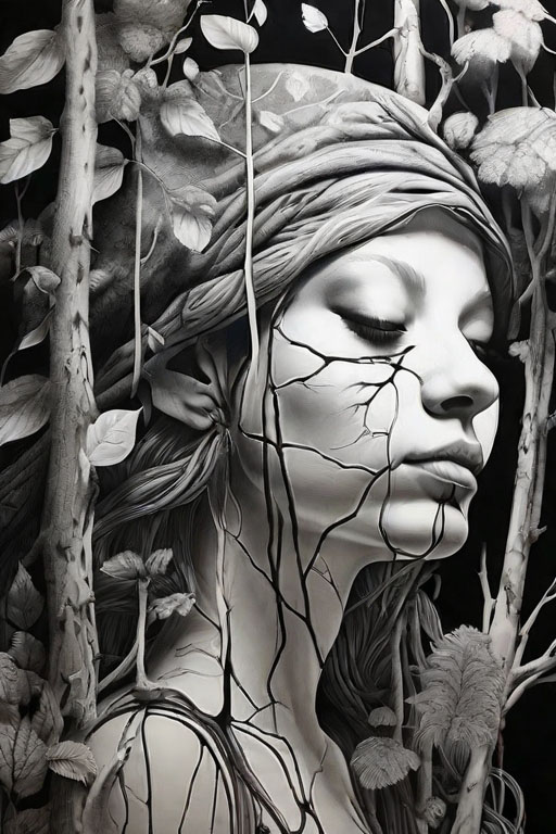 [Chilling] in [a creepy forest]
