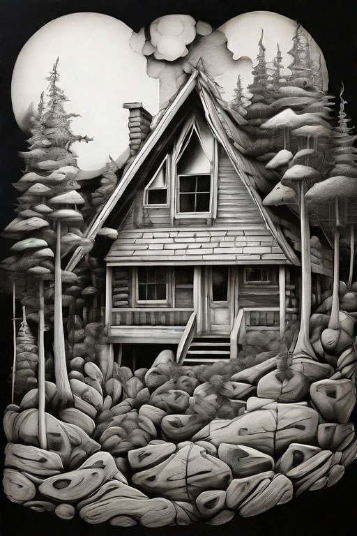 Horror Coloring [Creepy] in [Isolated Cabin]