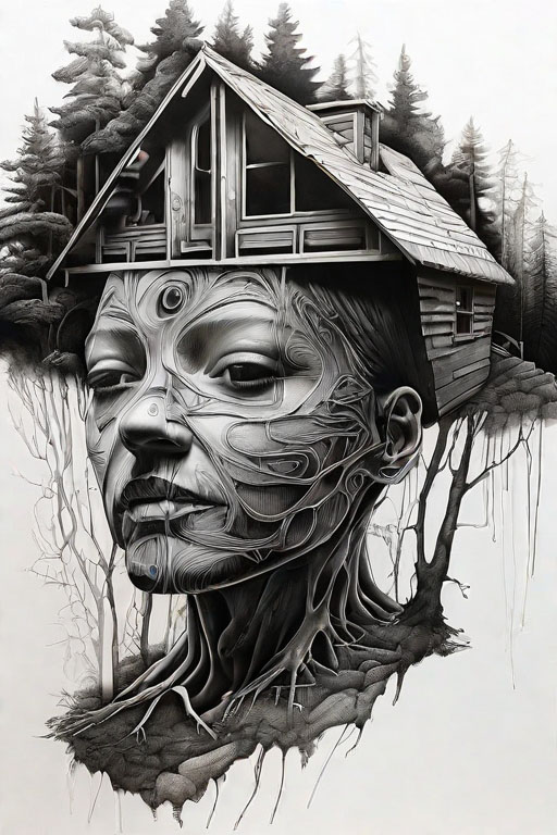 Horror Coloring [Creepy] in [Isolated Cabin]