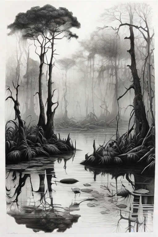 Horror Coloring [Dreadful] in [Foggy Swamp]
