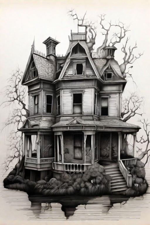 Horror Coloring [Dreadful] in [Haunted House]