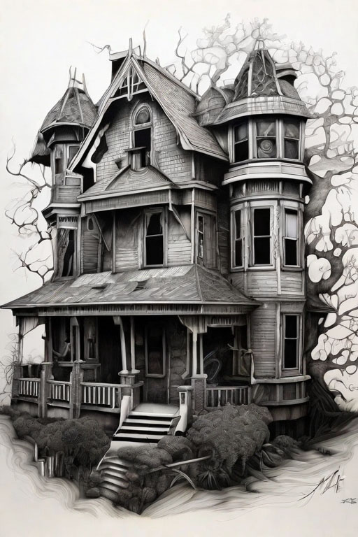 Horror Coloring [Dreadful] in [Haunted House]