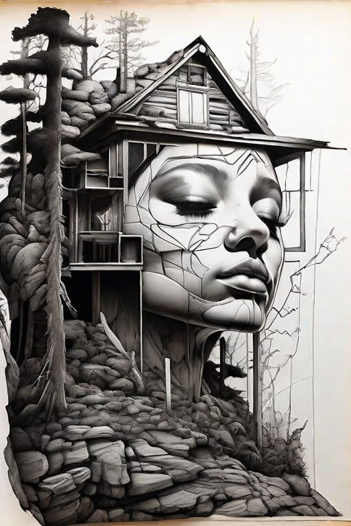 Horror Coloring [Dreadful] in [Isolated Cabin]