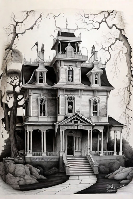 Horror Coloring [Eerie] in [Haunted Mansion]