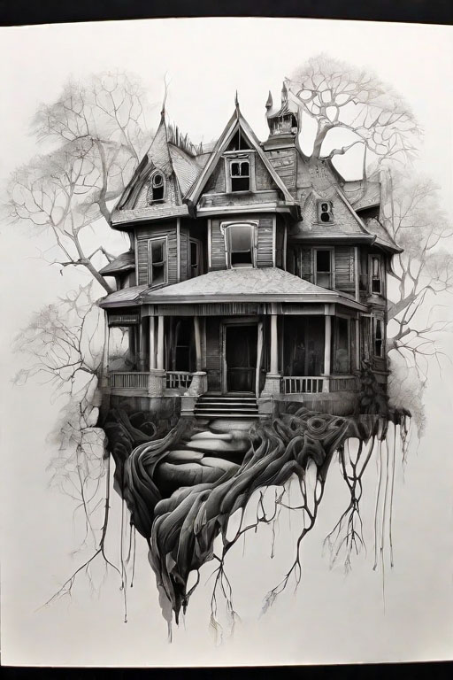 Horror Coloring [Eerie] in [Haunted House]