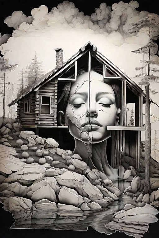 Horror Coloring [Eerie] in [Isolated Cabin]