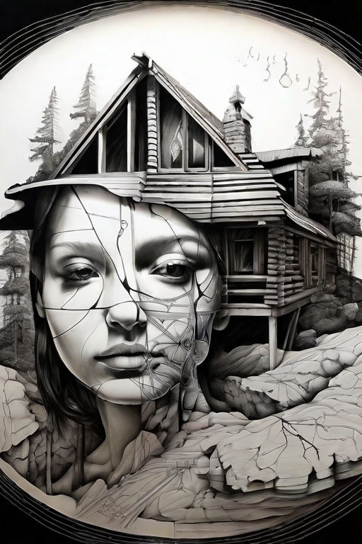 Horror Coloring [Eerie] in [Isolated Cabin]