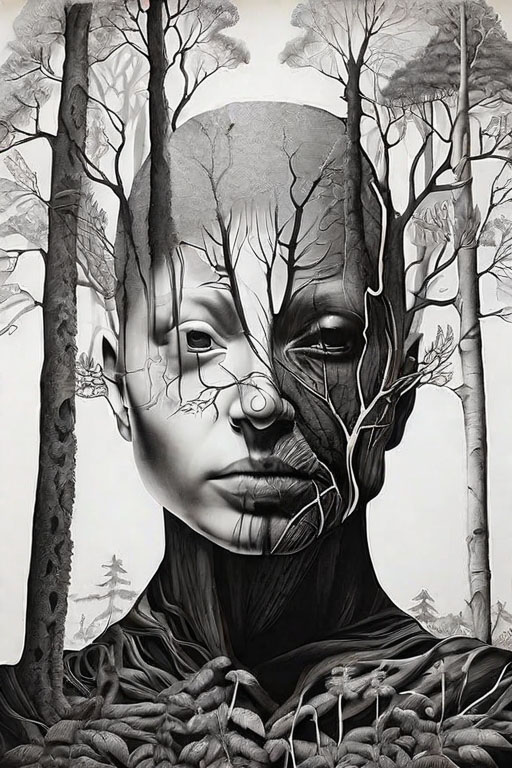 [Eerie] in [a creepy forest]
