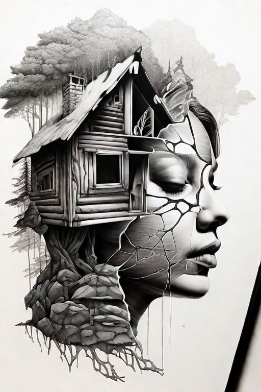 Horror Coloring [Frightening] in [Isolated Cabin]
