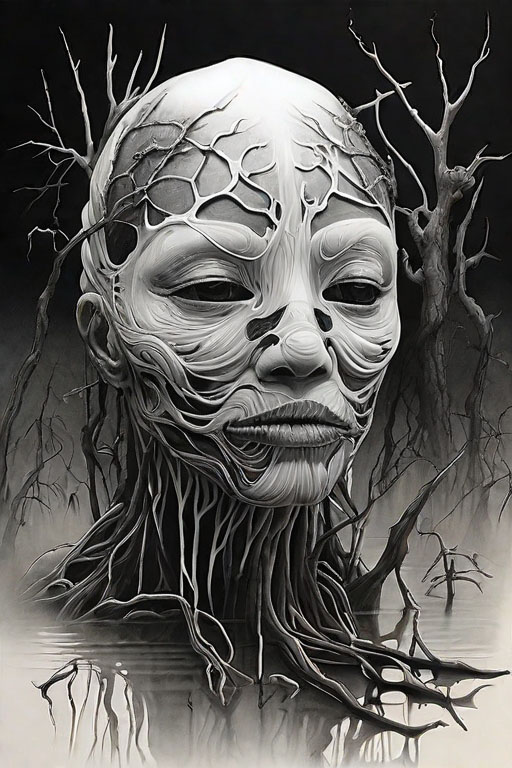 Horror Coloring [Ghastly] in [Foggy Swamp]