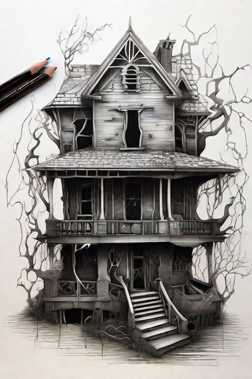 Horror Coloring [Ghastly] in [Haunted House]