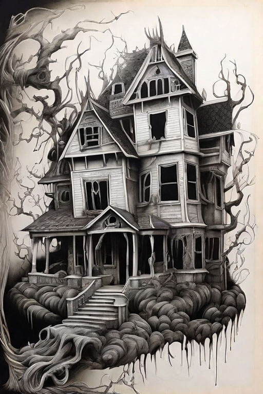 Horror Coloring [Ghastly] in [Haunted House]