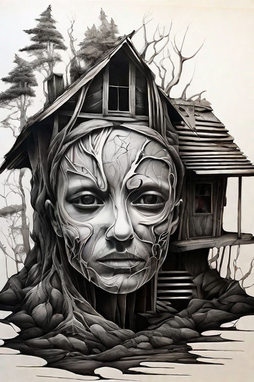 Horror Coloring [Ghastly] in [Isolated Cabin]
