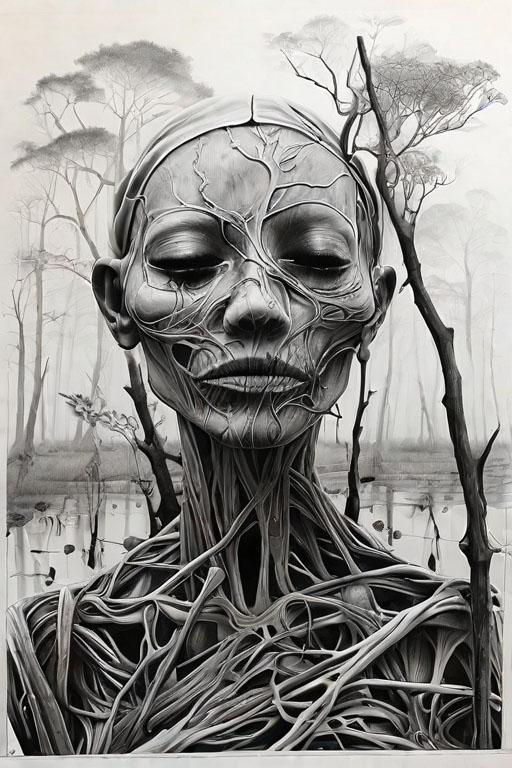 Horror Coloring [Macabre] in [Foggy Swamp]