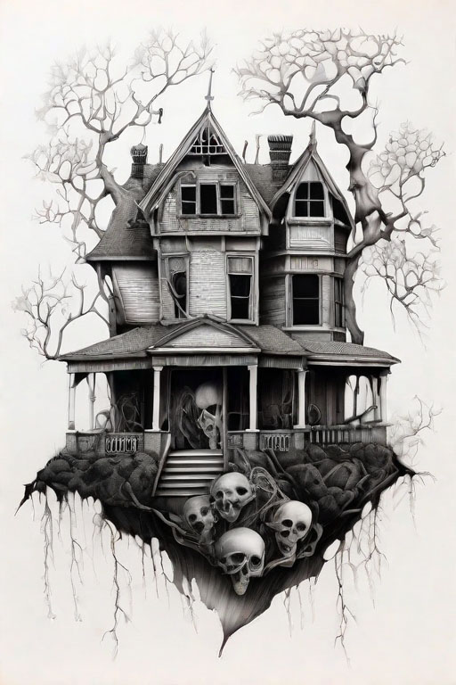  Horror Coloring [Macabre] in [Haunted House]