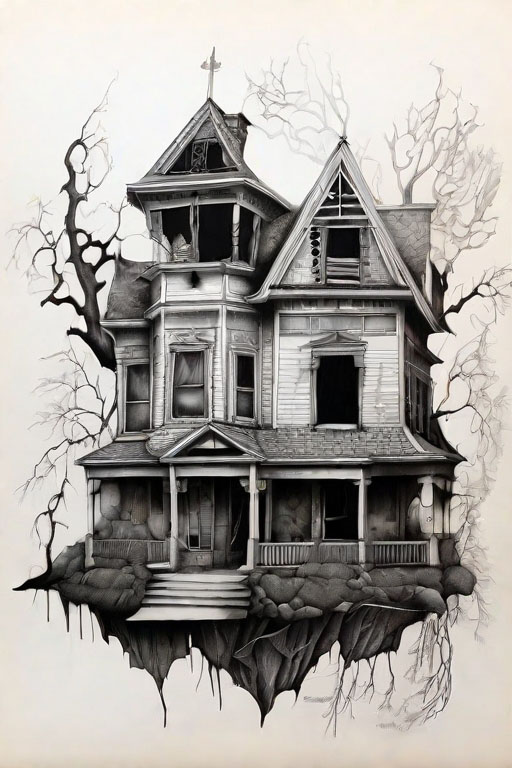  Horror Coloring [Macabre] in [Haunted House]