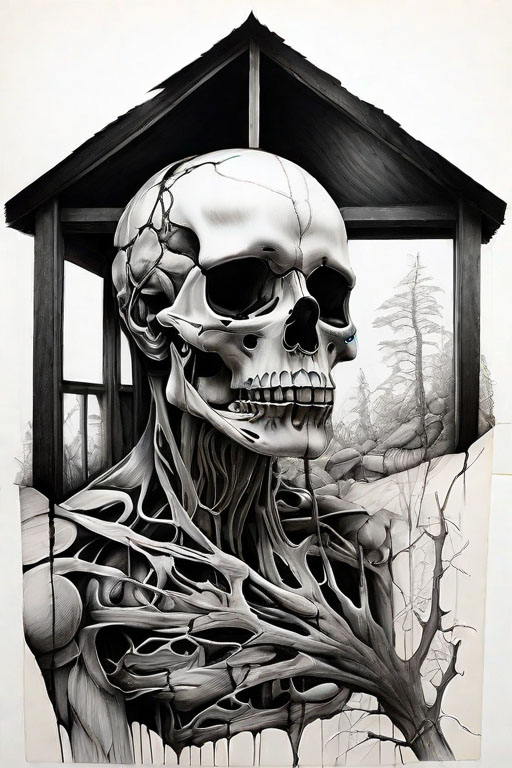 Horror Coloring [Macabre] in [Isolated Cabin]