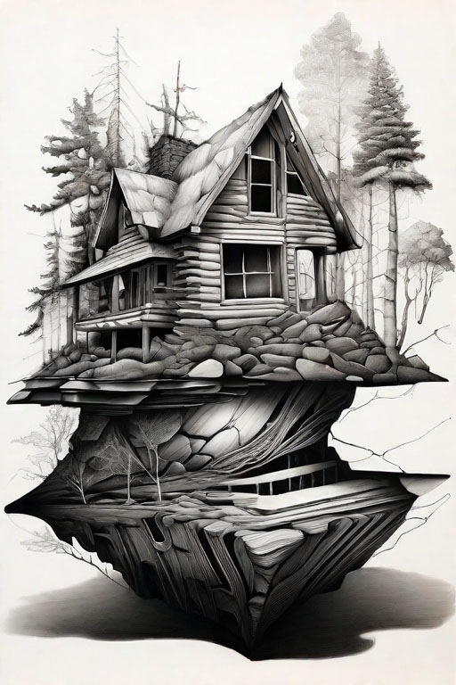 Horror Coloring [Spine-tingling] in [Isolated Cabin]