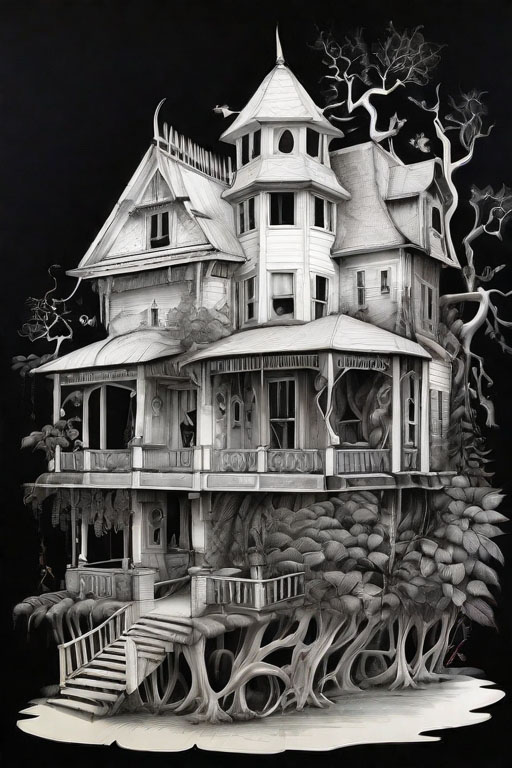 Horror Coloring [Spine-tingling] in [Haunted House]