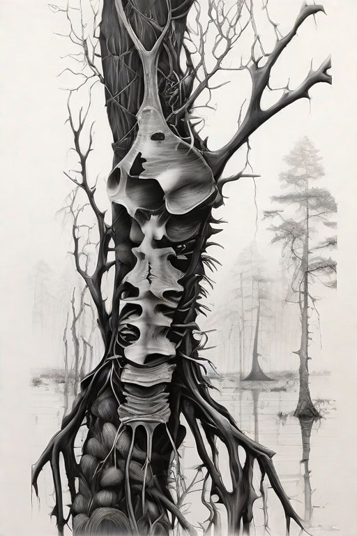 Horror Coloring [Spine-tingling] in [Foggy Swamp]