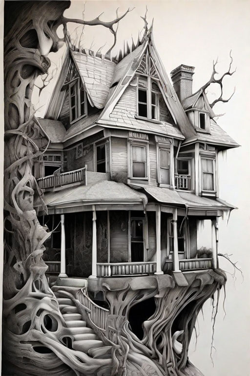 Horror Coloring [Spine-tingling] in [Haunted House]