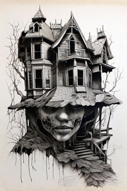 Horror Coloring [Terror] in [Haunted House]