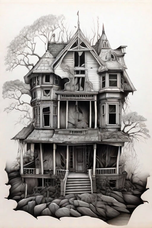 Horror Coloring [Uneasy] in [Haunted House]