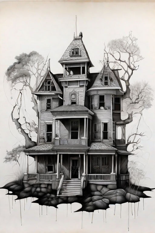 Horror Coloring [Uneasy] in [Haunted House]