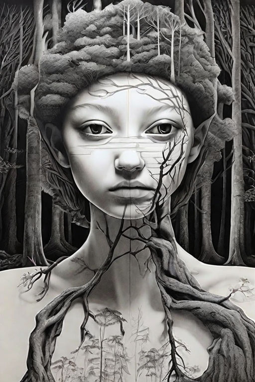 [Uneasy] in [a creepy forest]