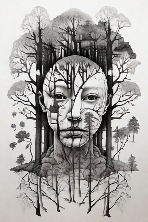 [Uneasy] in [a creepy forest]