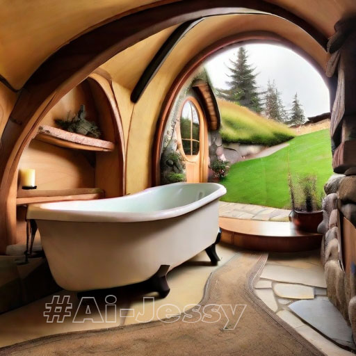 A hobbit house nestled into the side of a hill