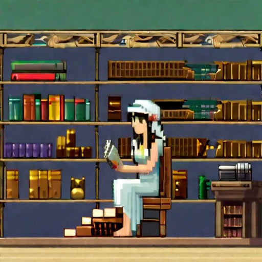 library of alexandria, style of Cave Story (2004) pixel art