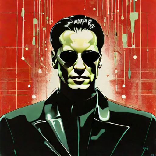 movie poster  for the Matrix, style of Saul Bass