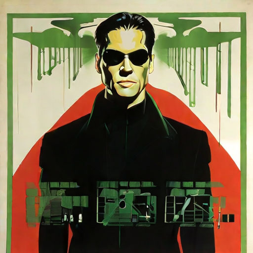movie poster for the Matrix, style of Saul Bass