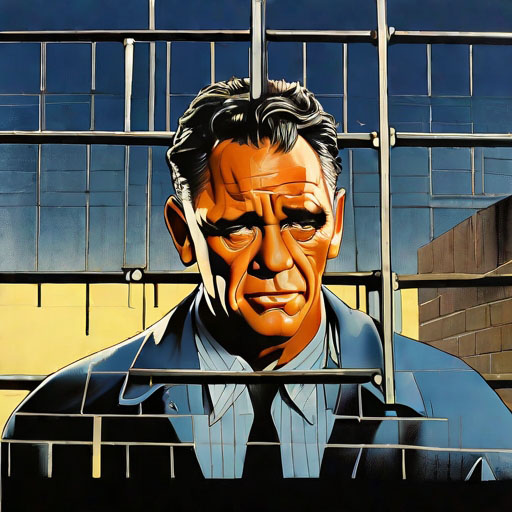 movie poster for the shawshank redemption prison, style of Saul Bass