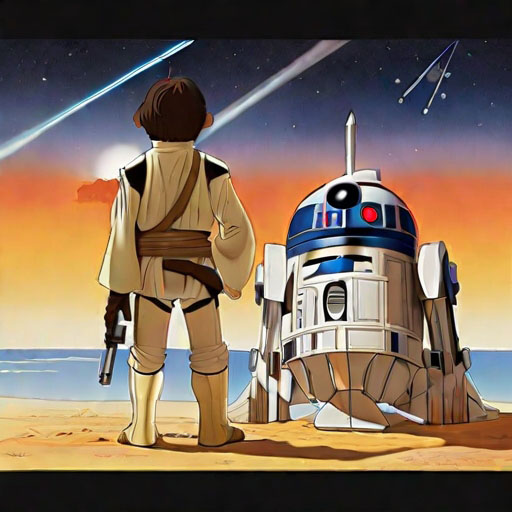 movie poster for the star wars, style of ghibli