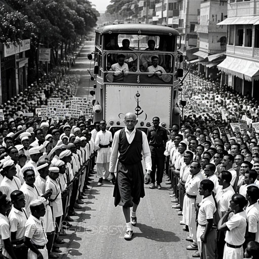 Mahatma Gandhi leading peaceful protes march in India3