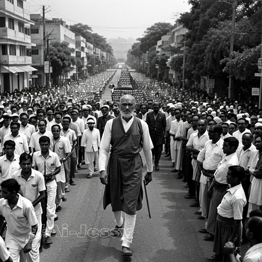 Mahatma Gandhi leading peaceful protes march in India3