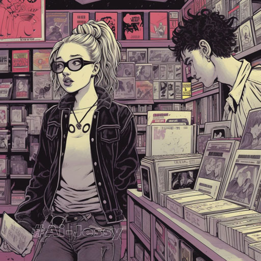 comic, 80s comic art style, 15 year old troublemaker girl