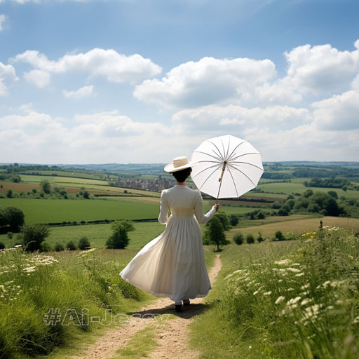 In the style of Robert Doisneau, a scene from “Pride and Prejudice”
