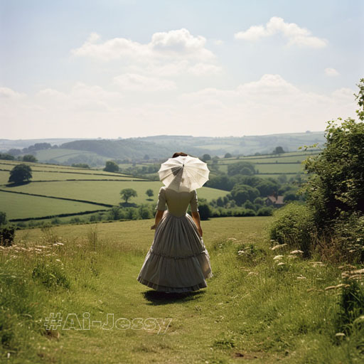 In the style of Robert Doisneau, a scene from “Pride and Prejudice”