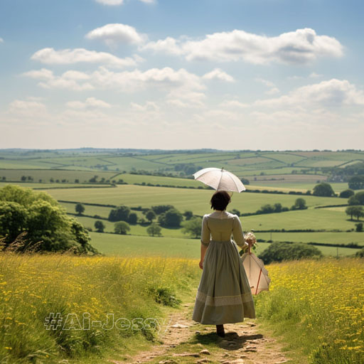 In the style of Robert Doisneau, a scene from “Pride and Prejudice”